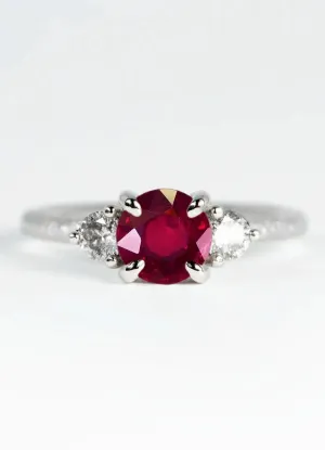 Custom Ruby Trilogy Engagement Rings