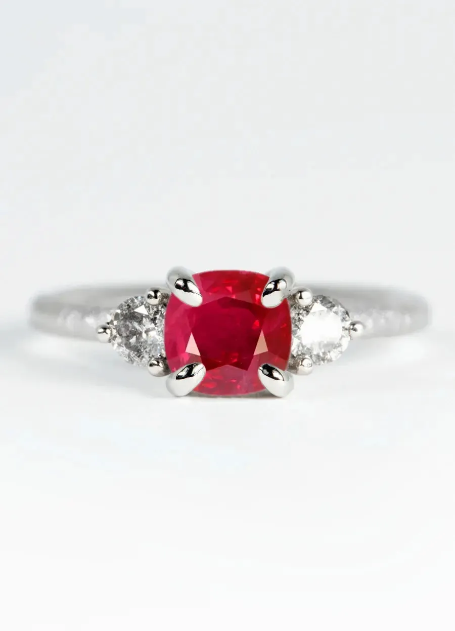 Custom Ruby Trilogy Engagement Rings