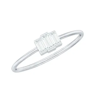 Dainty Baguette Cut Moissanite Three Stone Promise Ring