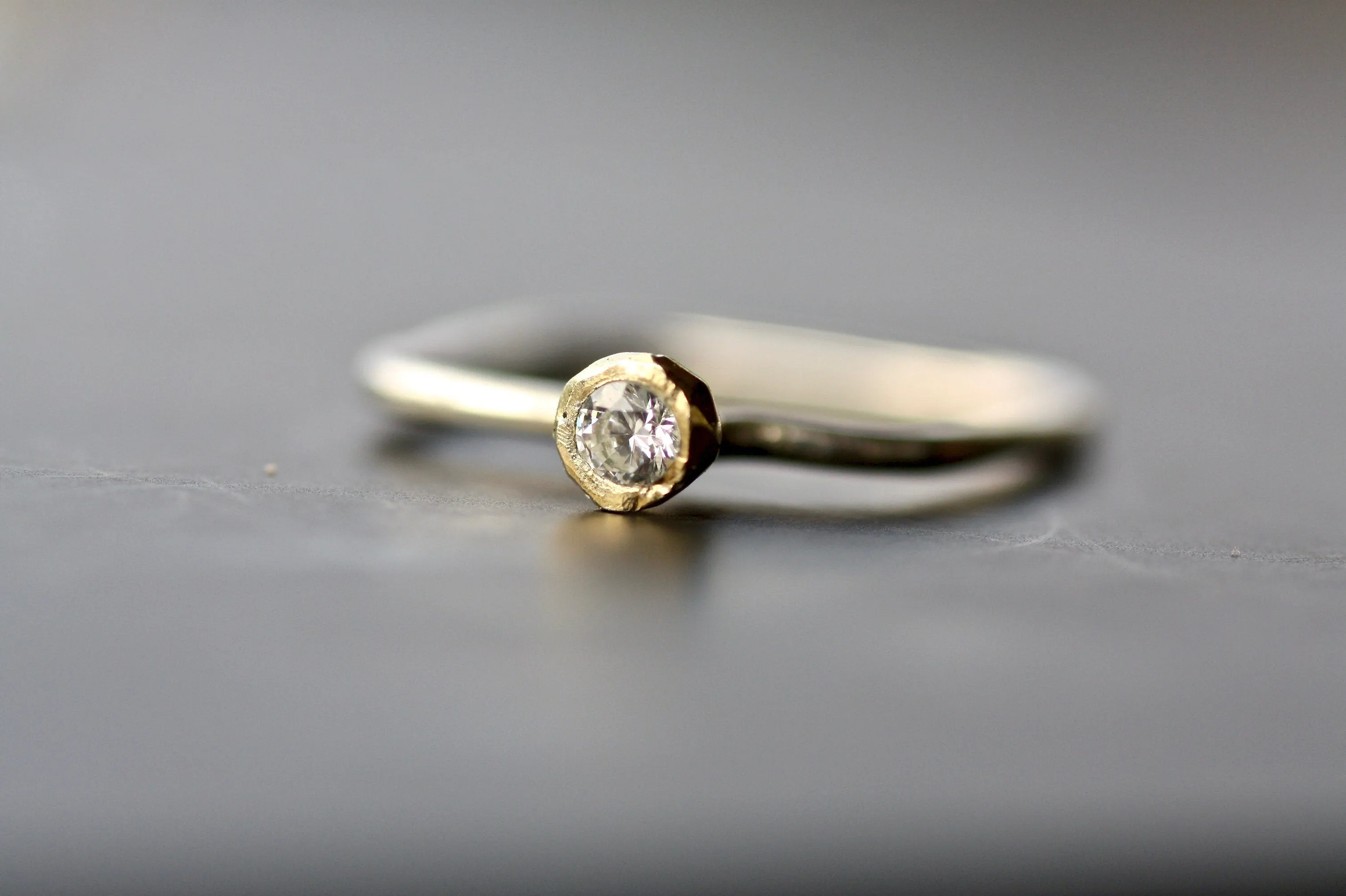 Dainty gold K18 engagement ring