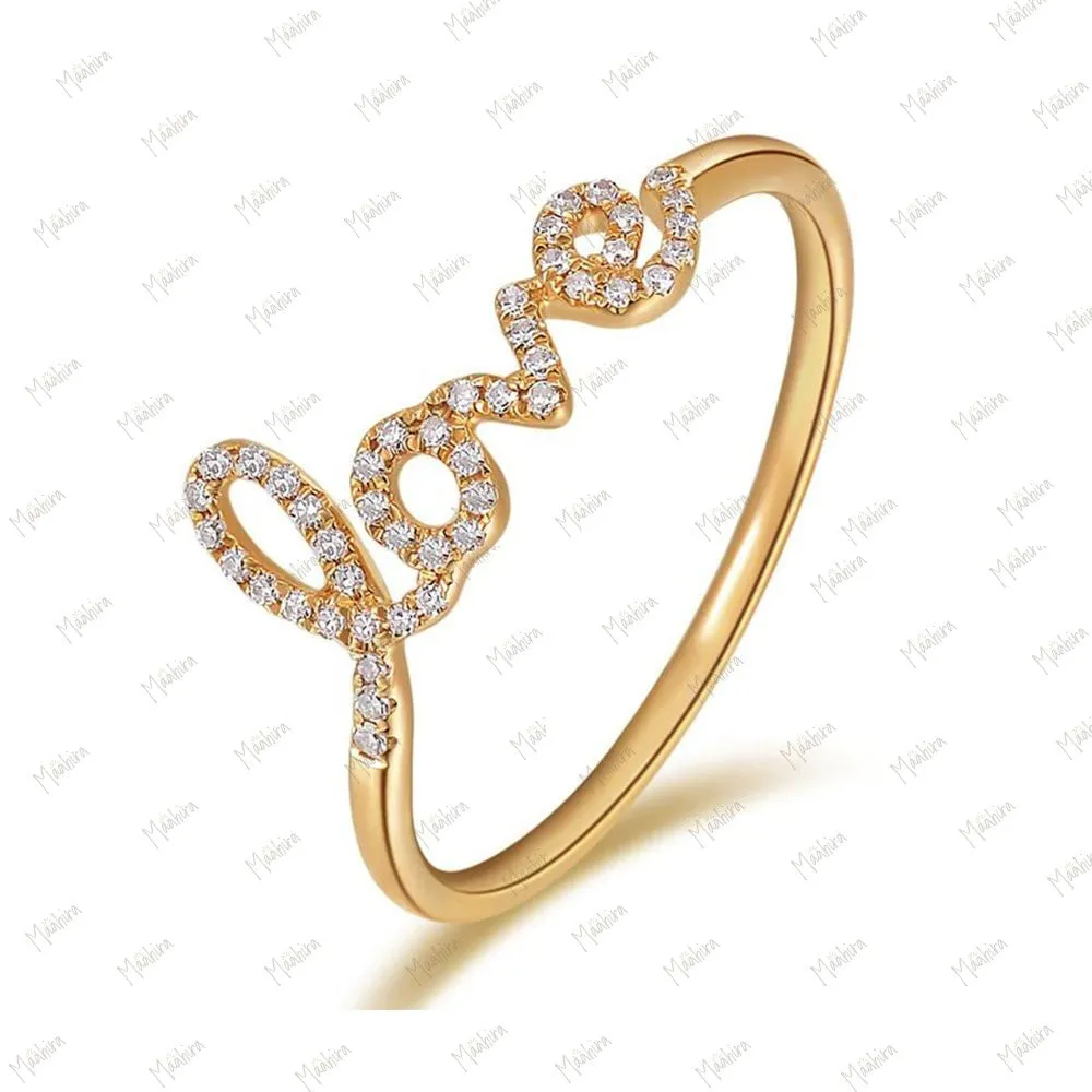 Diamond Love Ring in US Size 6.5