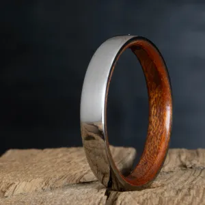 Domed titanium Acacia wood ring