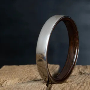 Domed titanium rosewood ring