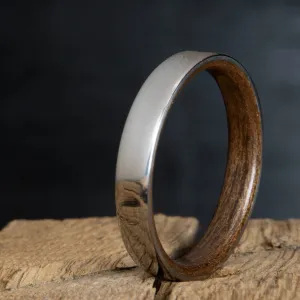 Domed titanium Walnut wood ring