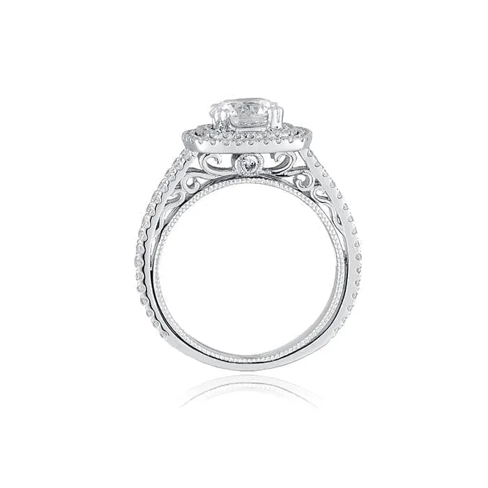 Double Halo Engagement Ring with Split Shank by Ron Rosen at Regard Jewelry in Austin, Texas