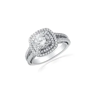 Double Halo Engagement Ring with Split Shank by Ron Rosen at Regard Jewelry in Austin, Texas