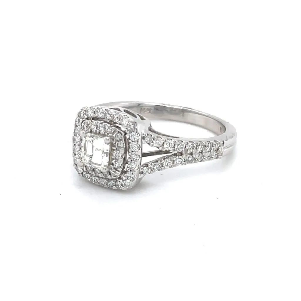 Double Square Halo Ring with Step Cut Square Center Diamond at Regard Jewelry in Austin, Texas