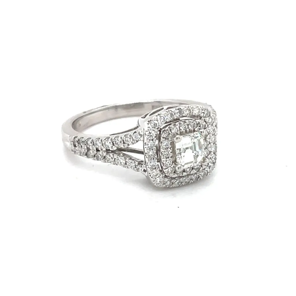 Double Square Halo Ring with Step Cut Square Center Diamond at Regard Jewelry in Austin, Texas