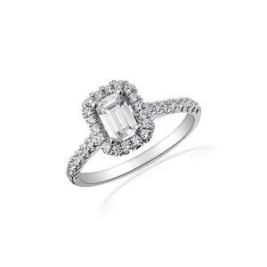 Emerald Shape Halo Engagement Ring by Ron Rosen at Regard Jewelry in Austin, Texas