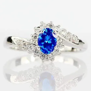 Exquisite 925 Sterling Silver Natural Sapphire Gemstones Opal Birthstone Ring