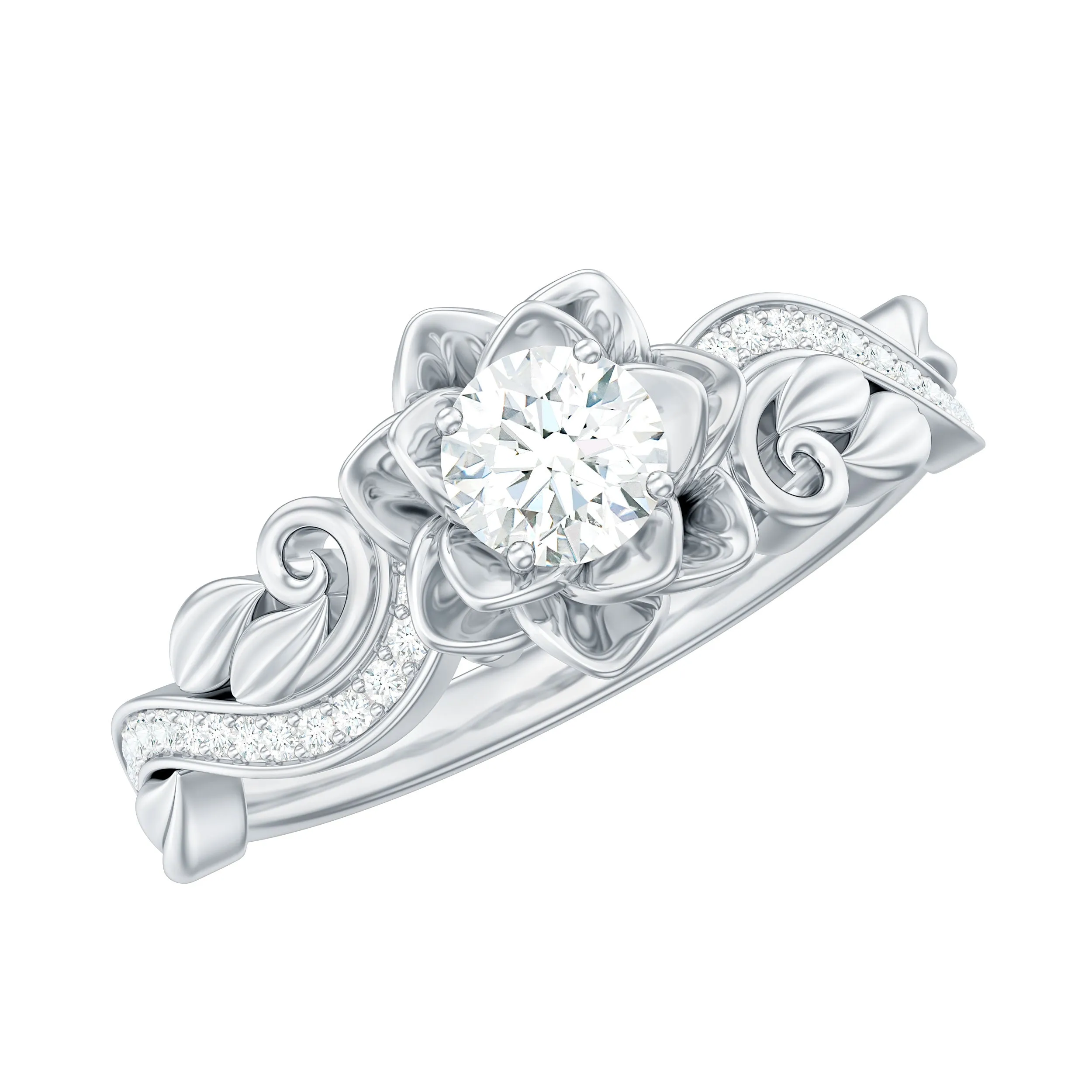 Flower Inspired Moissanite Engagement Ring