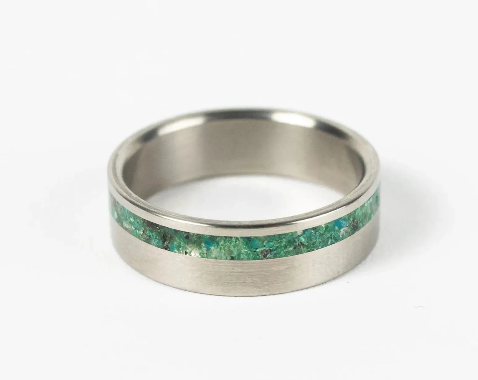 His and Hers wedding ring set with Malachite stone inlay