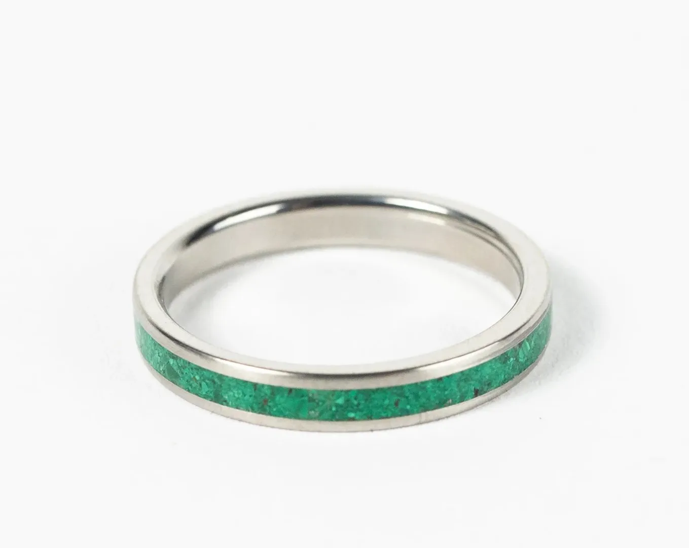 His and Hers wedding ring set with Malachite stone inlay