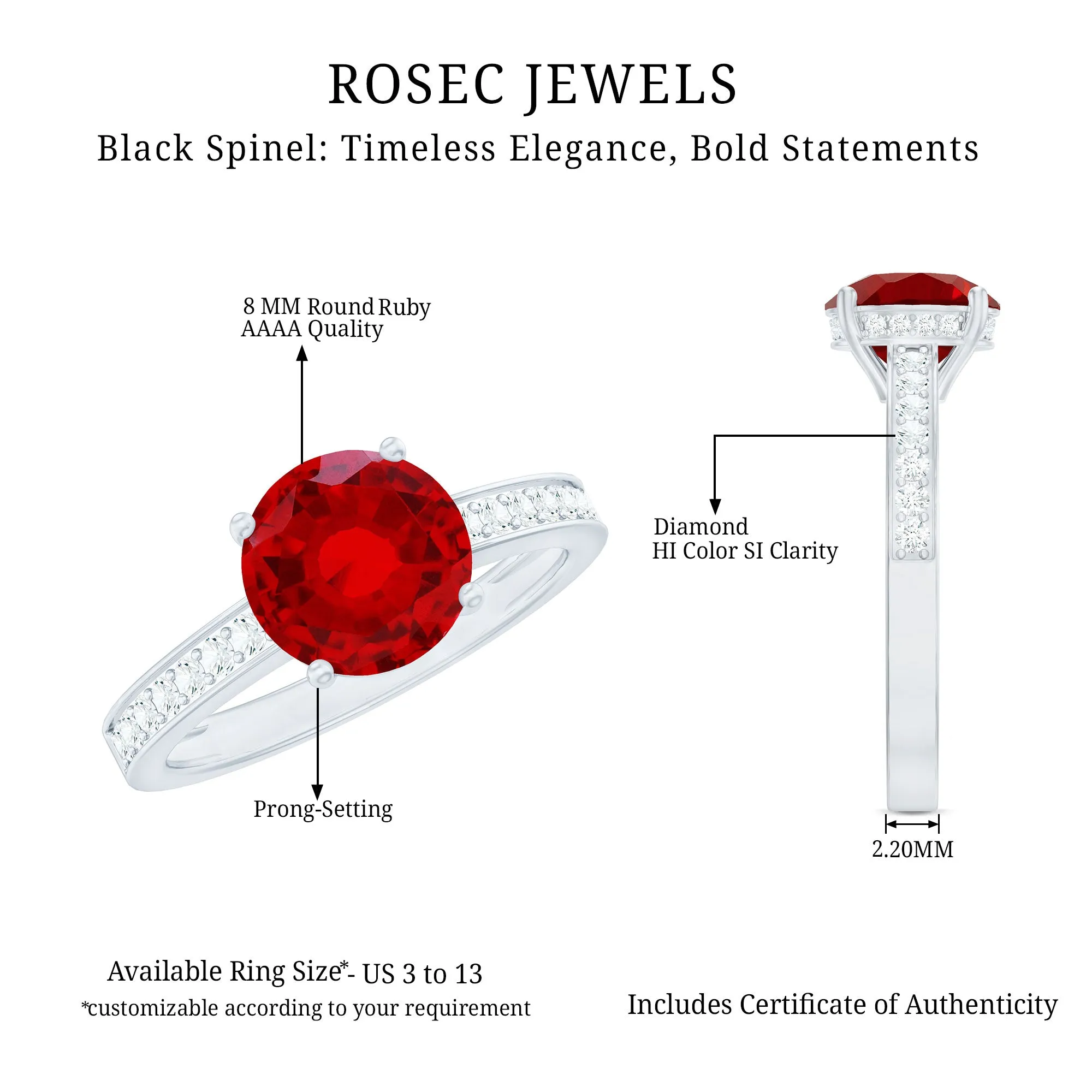 Lab Grown Ruby Simple Solitaire Engagement Ring with Diamond