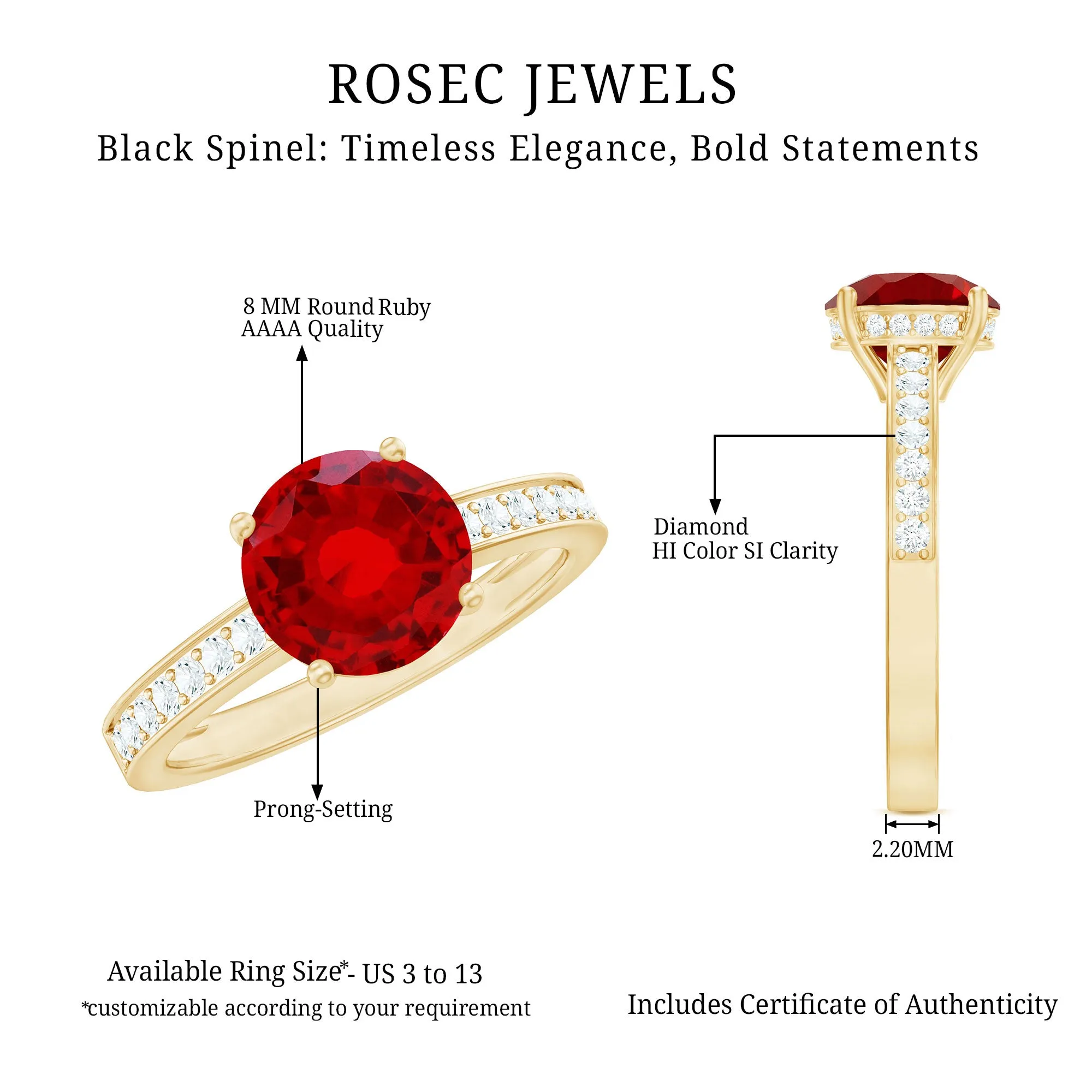 Lab Grown Ruby Simple Solitaire Engagement Ring with Diamond