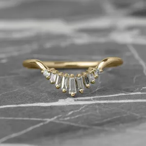Large Wren White Baguette Diamond Wedding Band, 14K Yellow Gold