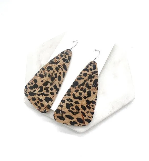Leopard Angled Leather Earrings
