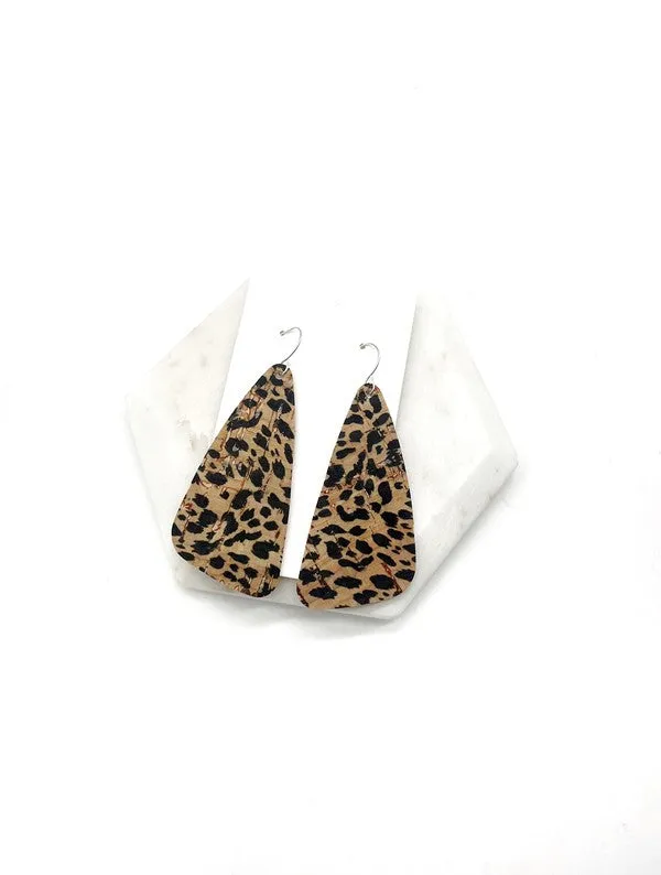Leopard Angled Leather Earrings