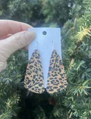 Leopard Angled Leather Earrings
