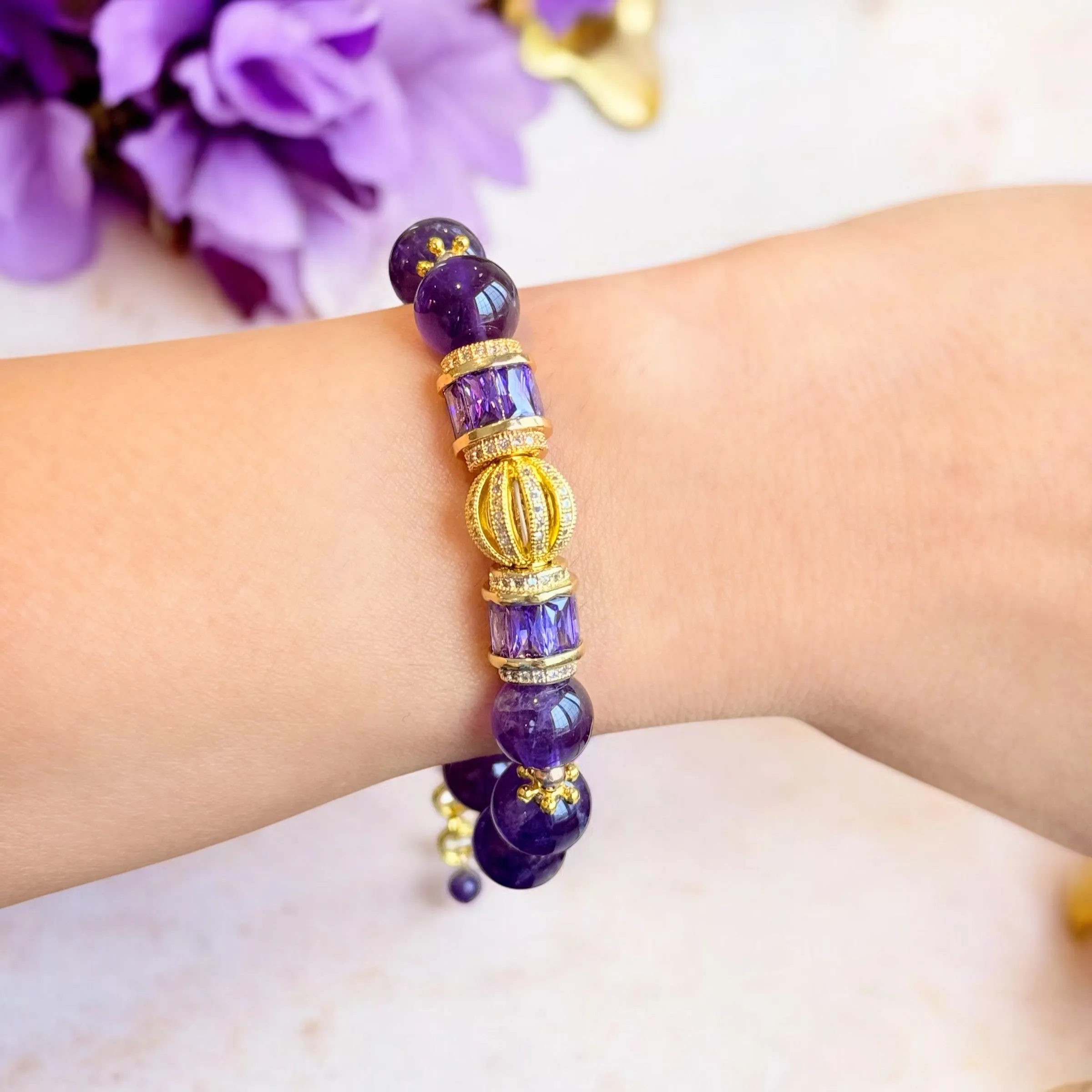 Maeve amethyst and gold bracelet