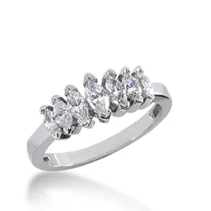 Marquise Diamond Wedding Band (Total Diamond Weight 0.97ct, Quality GH-VS)