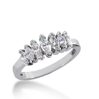 Marquise Diamond Wedding Band (Total Diamond Weight 0.97ct, Quality GH-VS)