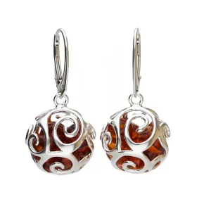 MILENA Earrings Silver and Baltic Amber Swirl