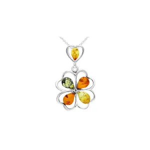MILENA necklace Silver and Amber Multicolor Flower