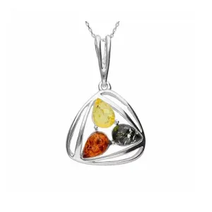 MILENA Necklace Silver and Multicolor Amber