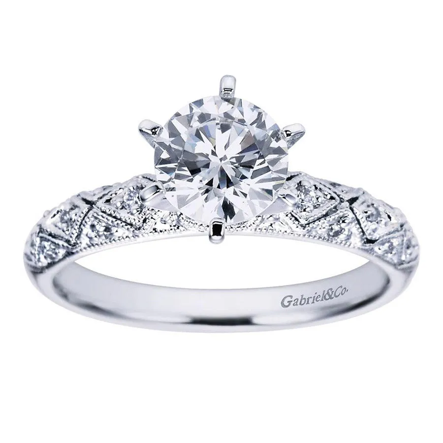 Neo Victorian Solitaire White Gold Diamond Engagement Ring