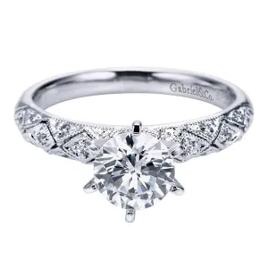 Neo Victorian Solitaire White Gold Diamond Engagement Ring