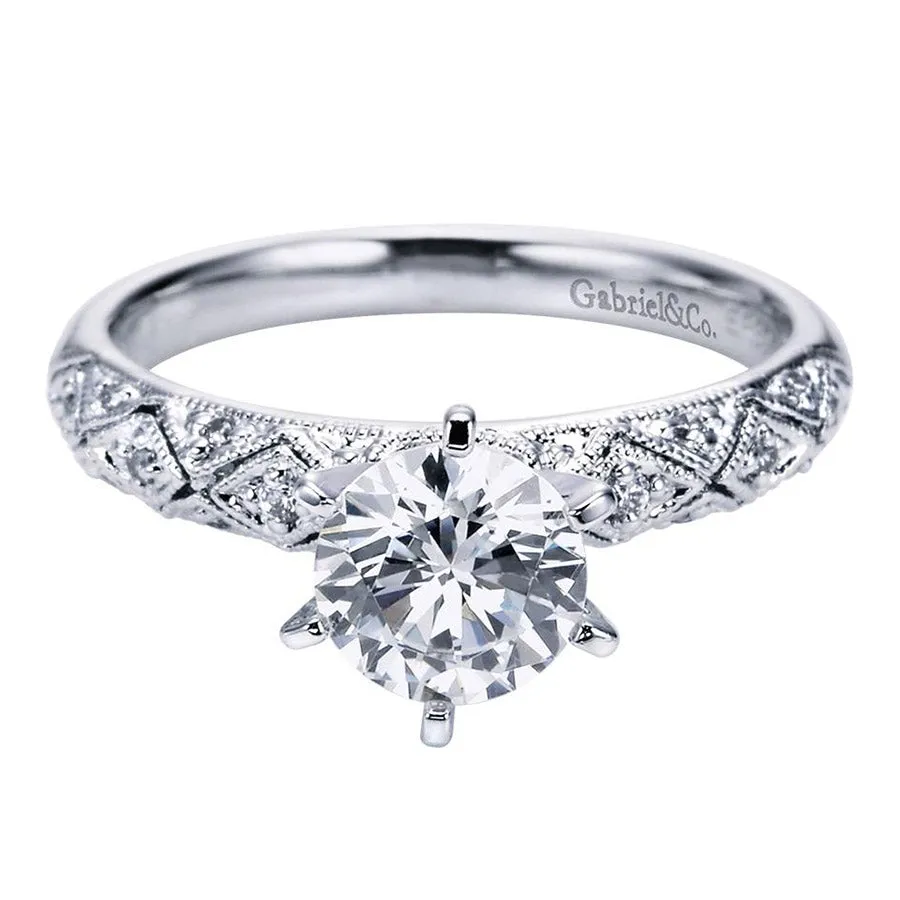 Neo Victorian Solitaire White Gold Diamond Engagement Ring