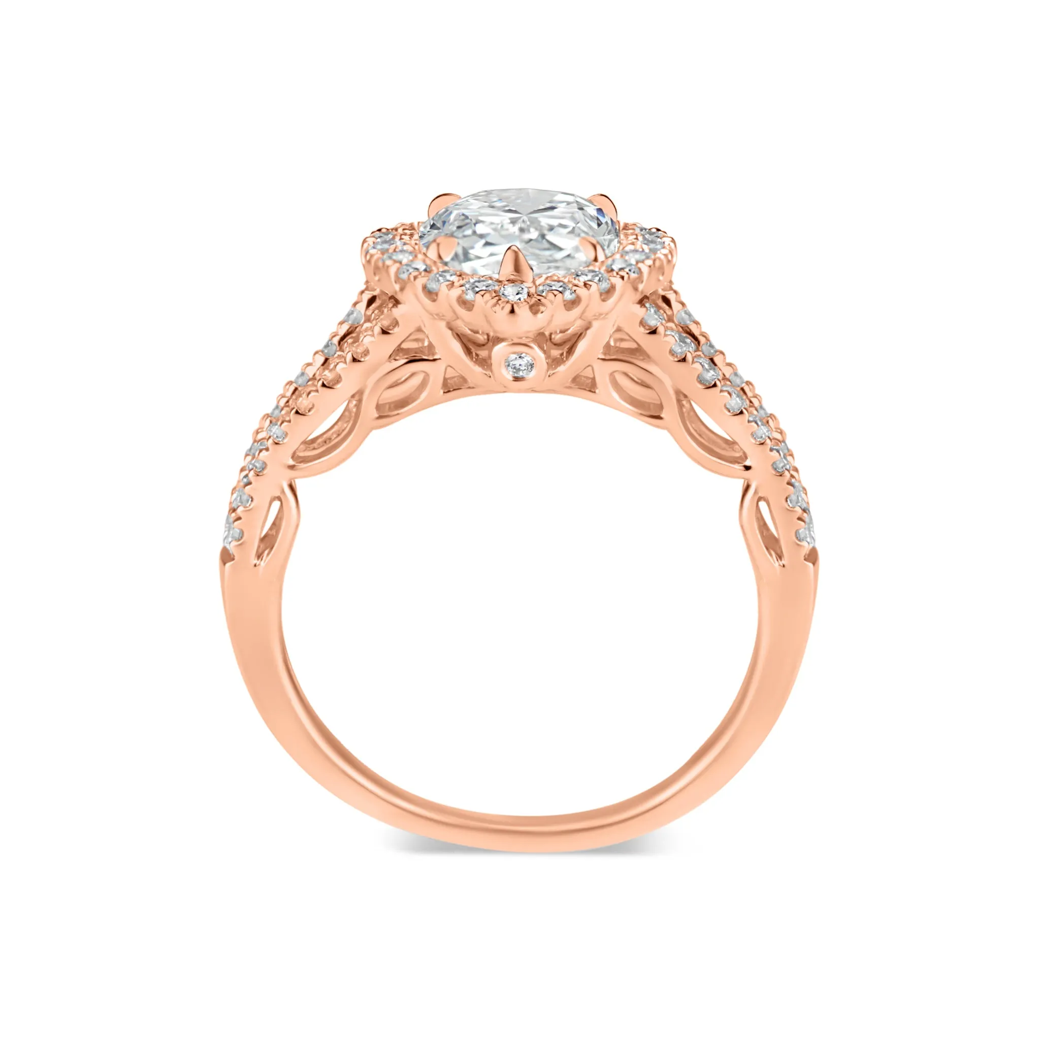 Pear-Shaped Halo Diamond Engagement Ring with Split Shank