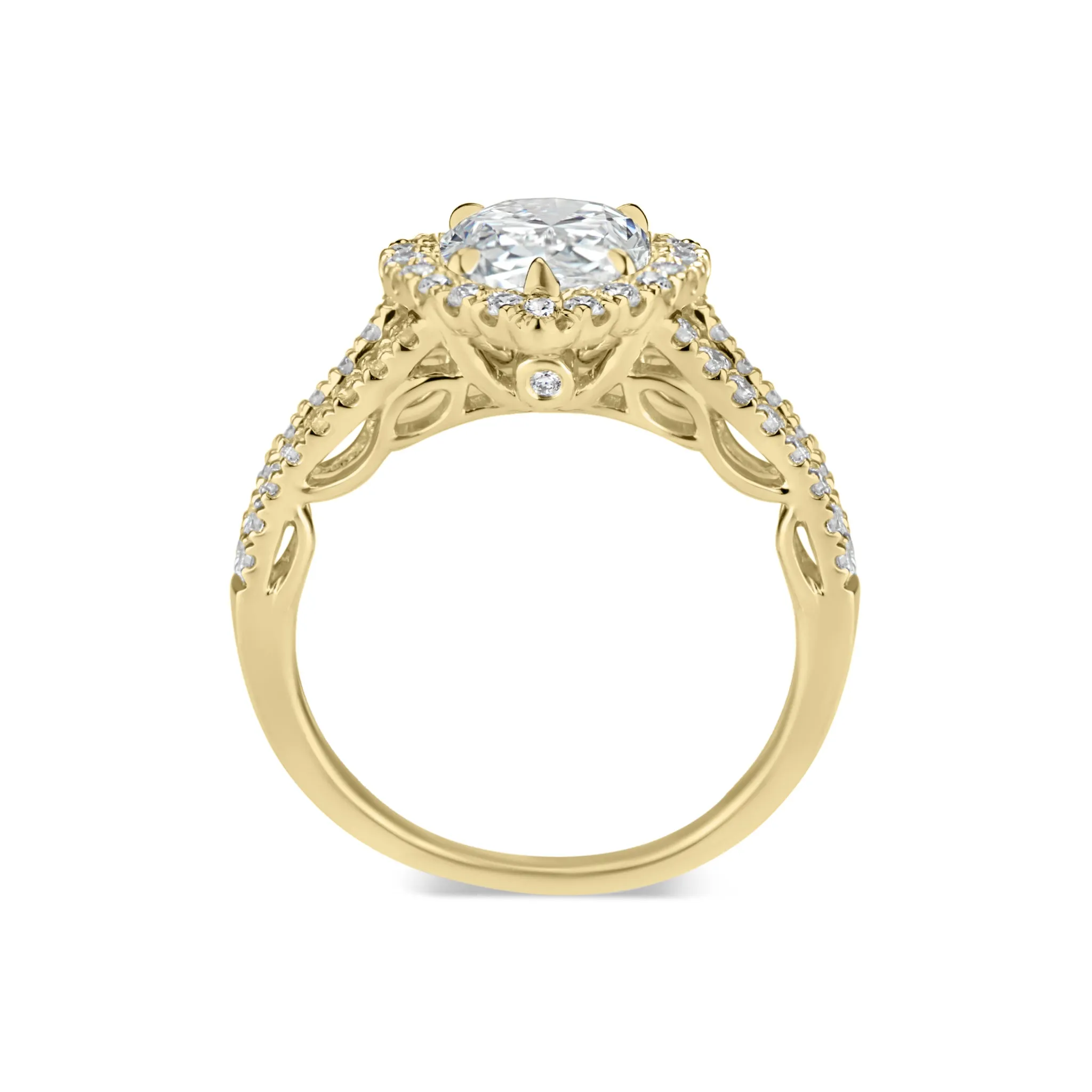 Pear-Shaped Halo Diamond Engagement Ring with Split Shank