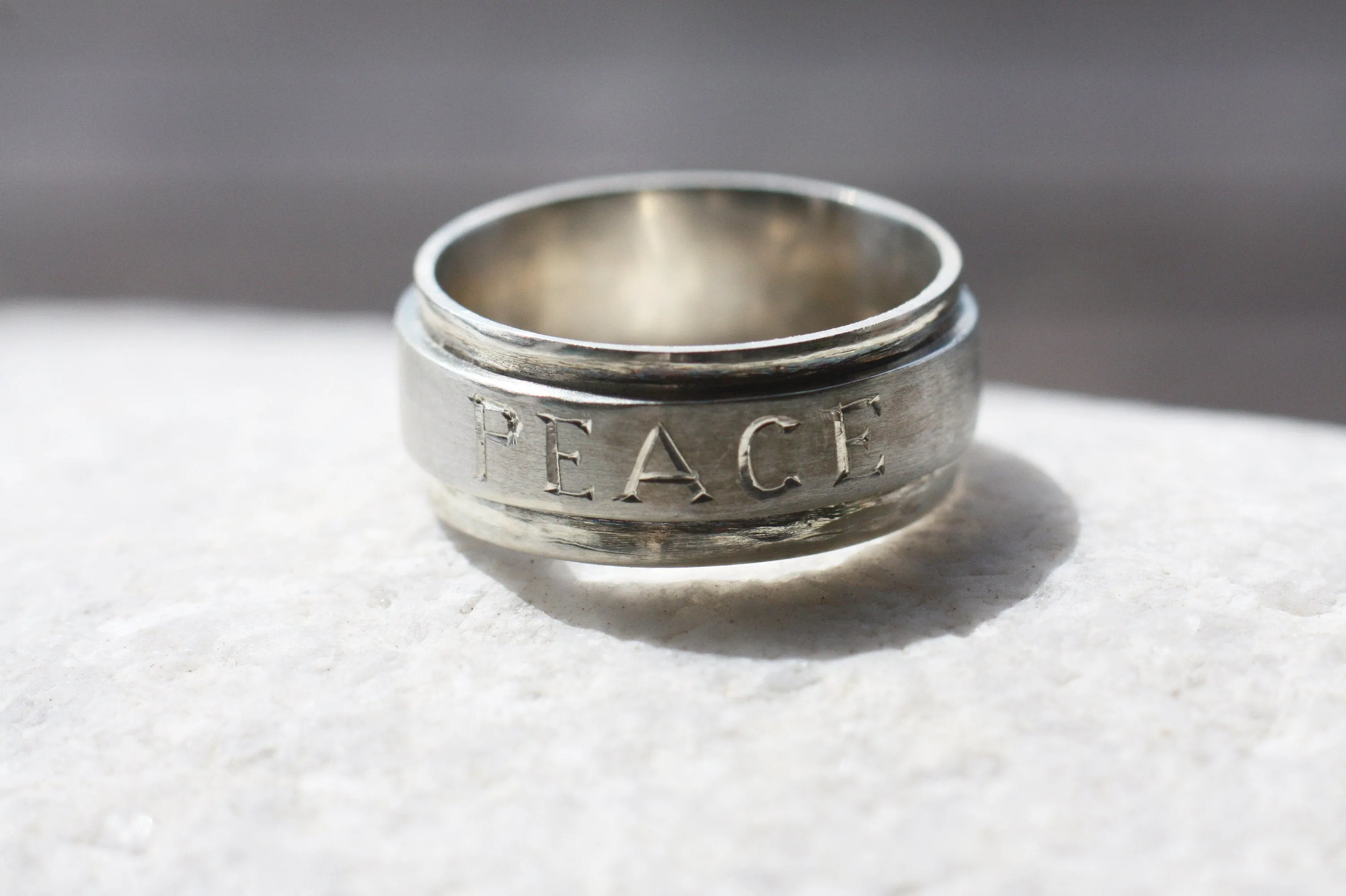 Personalized Peace Spinner Ring - Anxiety Relief ring