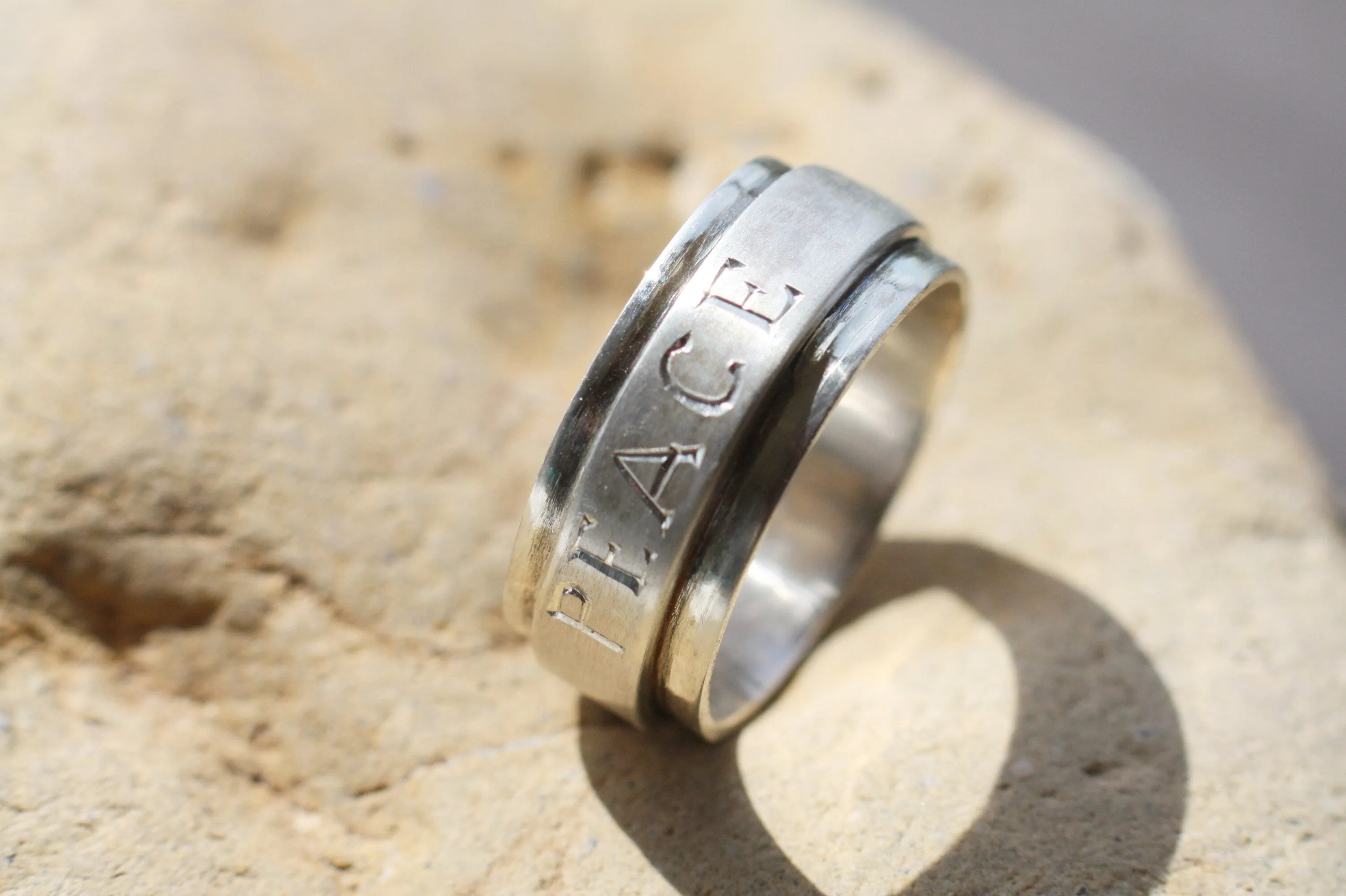 Personalized Peace Spinner Ring - Anxiety Relief ring