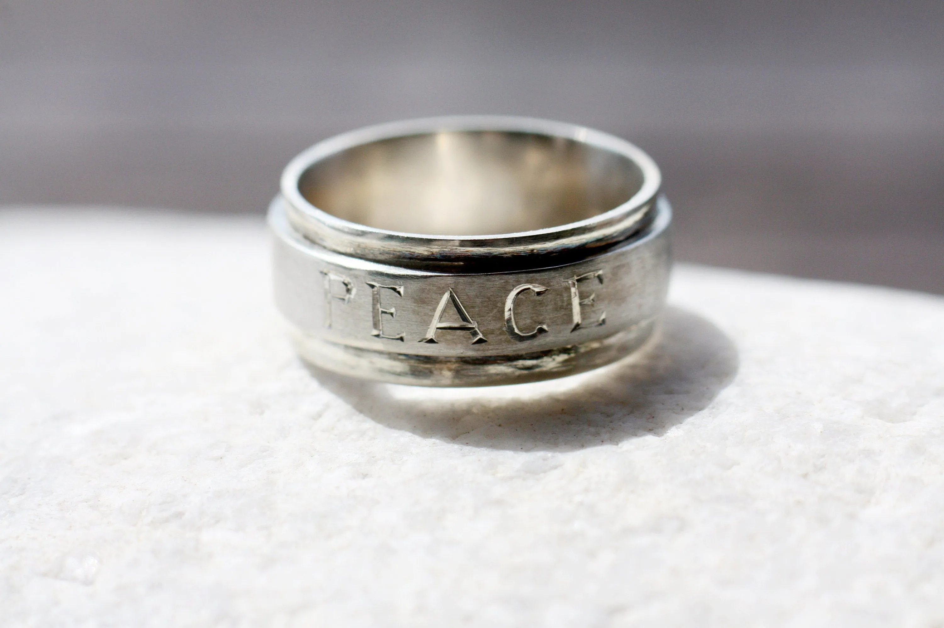 Personalized Peace Spinner Ring - Anxiety Relief ring