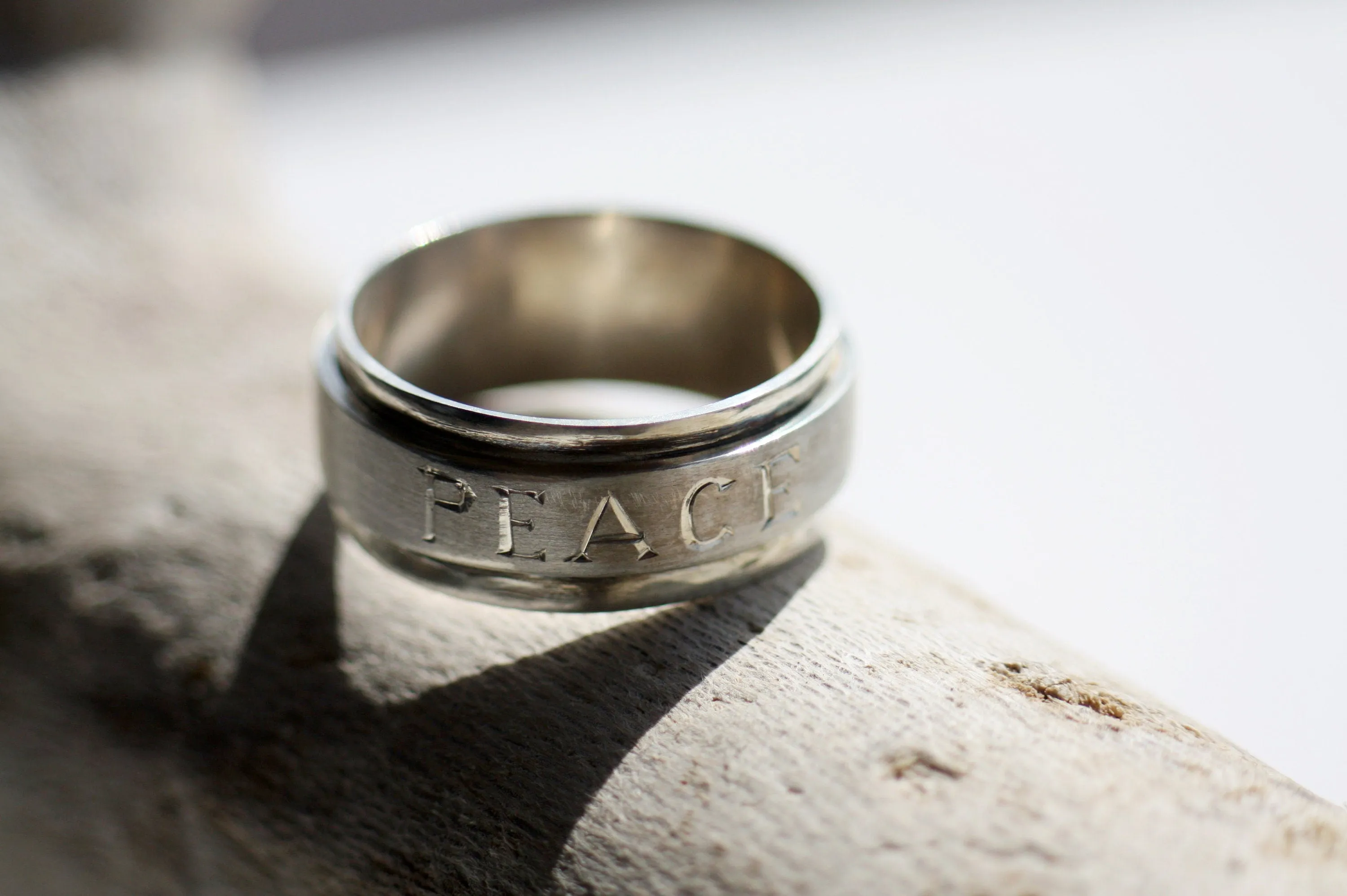 Personalized Peace Spinner Ring - Anxiety Relief ring