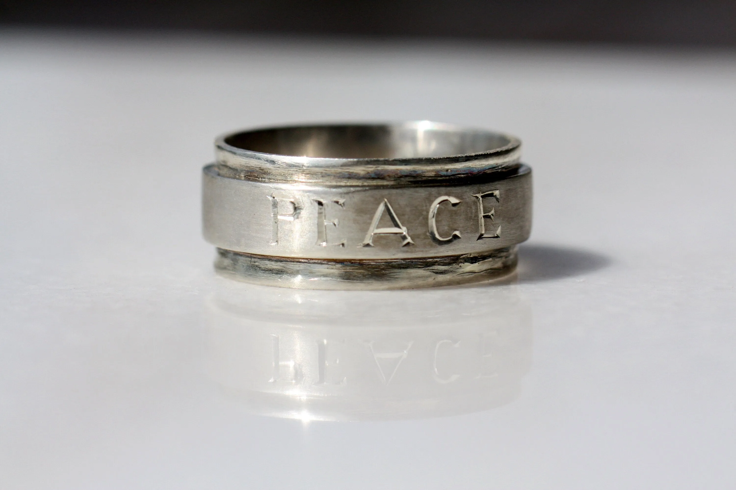 Personalized Peace Spinner Ring - Anxiety Relief ring