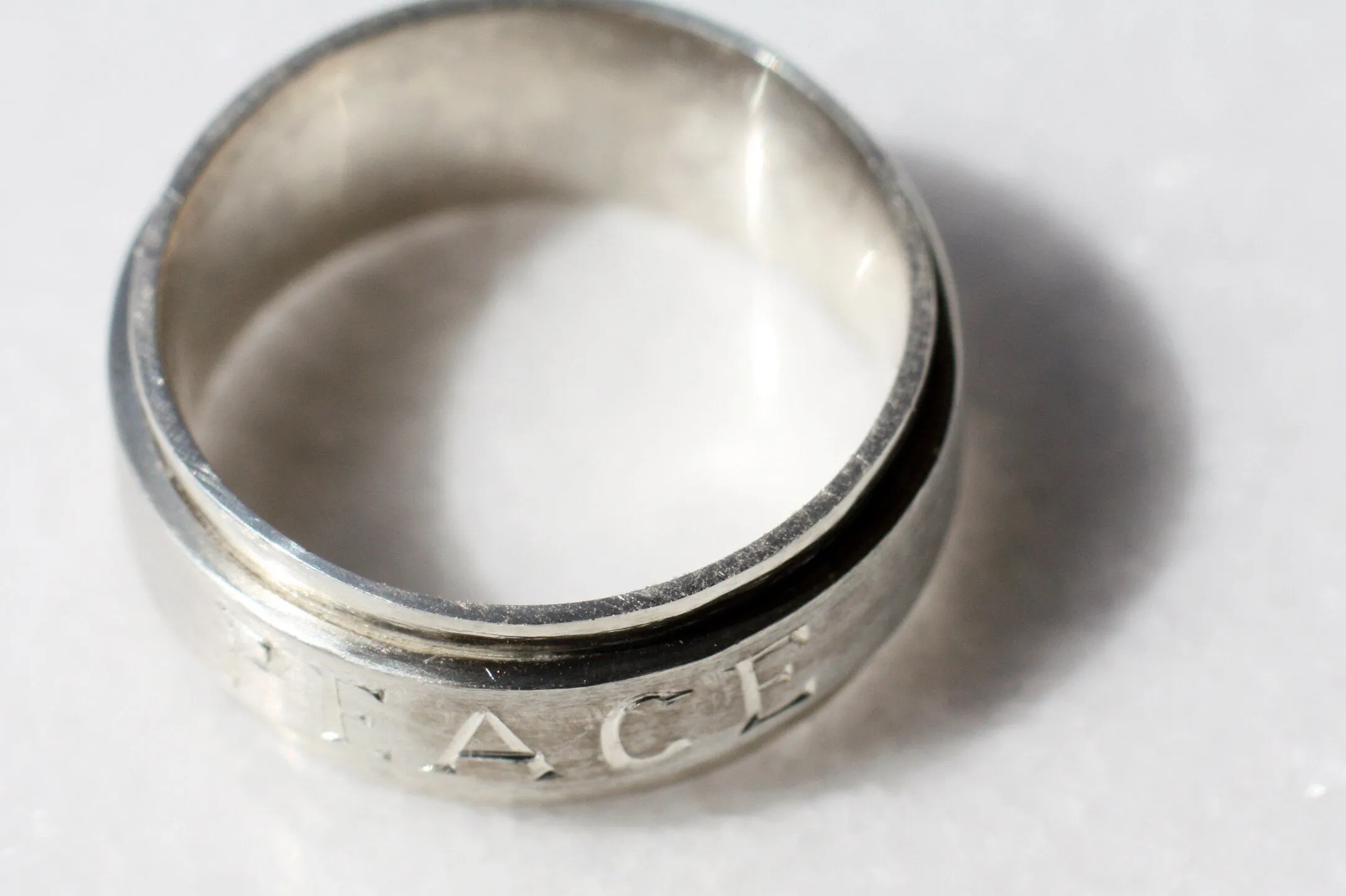 Personalized Peace Spinner Ring - Anxiety Relief ring