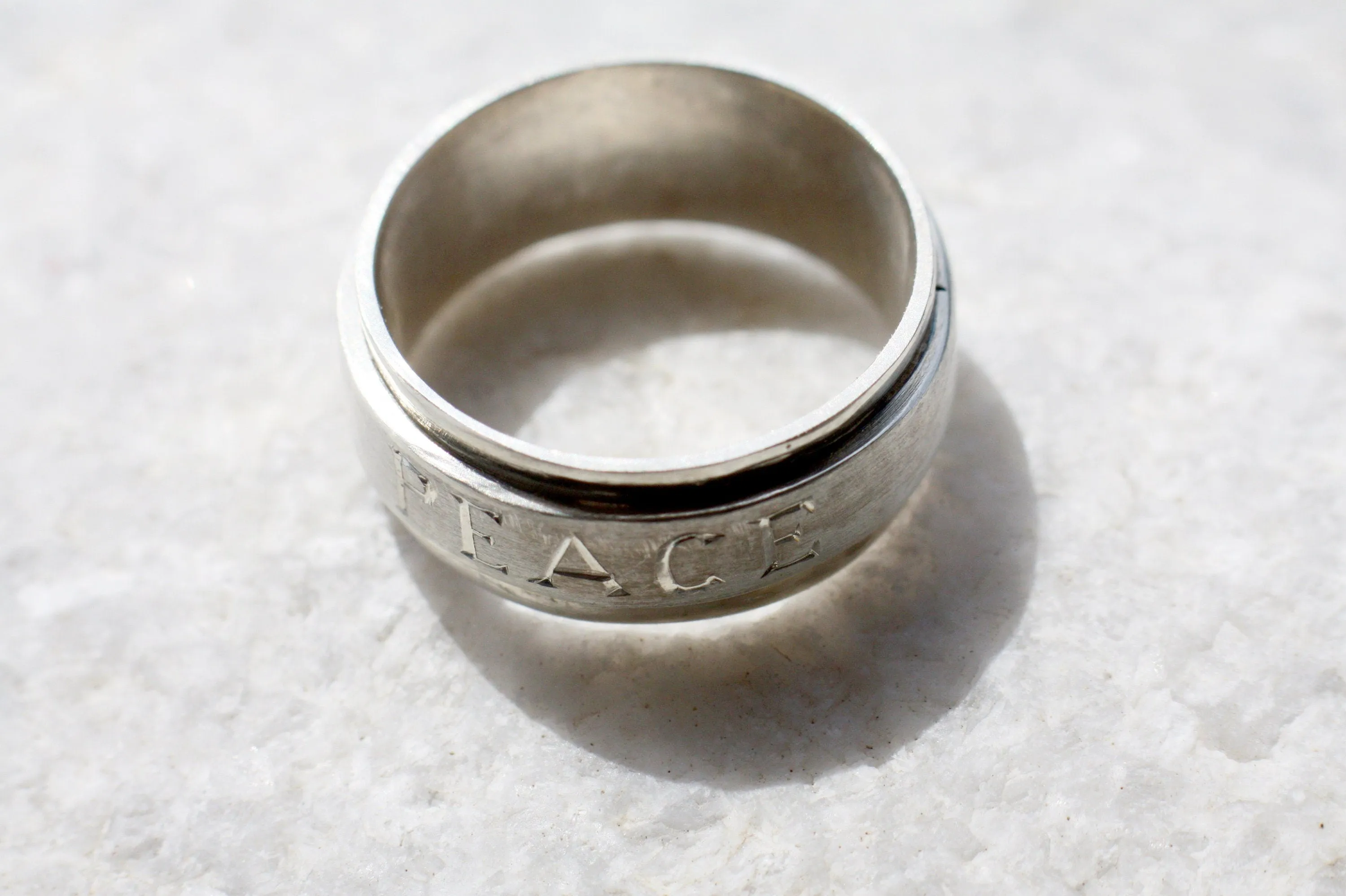 Personalized Peace Spinner Ring - Anxiety Relief ring