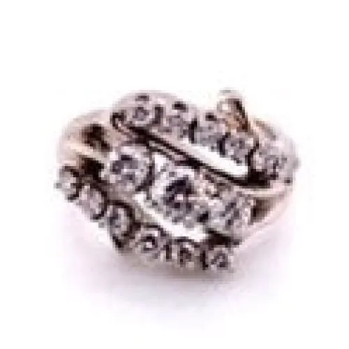 Platinum 1950's 3 stone Cluster Round Brilliant Diamond Ring at Regard Jewelry in Austin, Texas