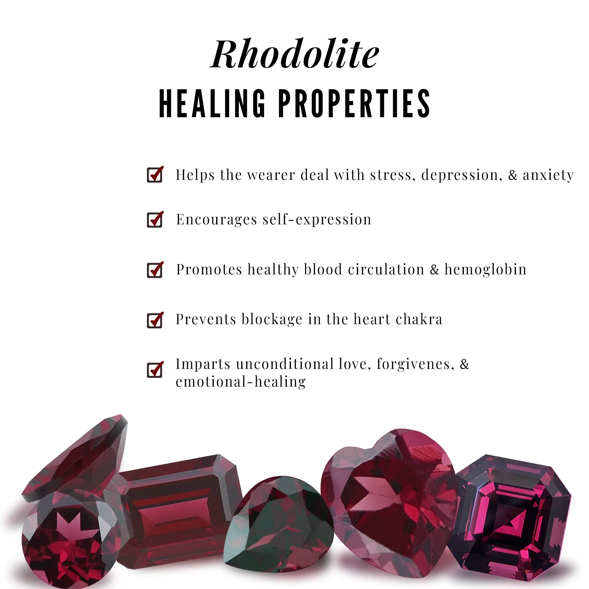 Real Rhodolite Solitaire East West Ring with Diamond Stones