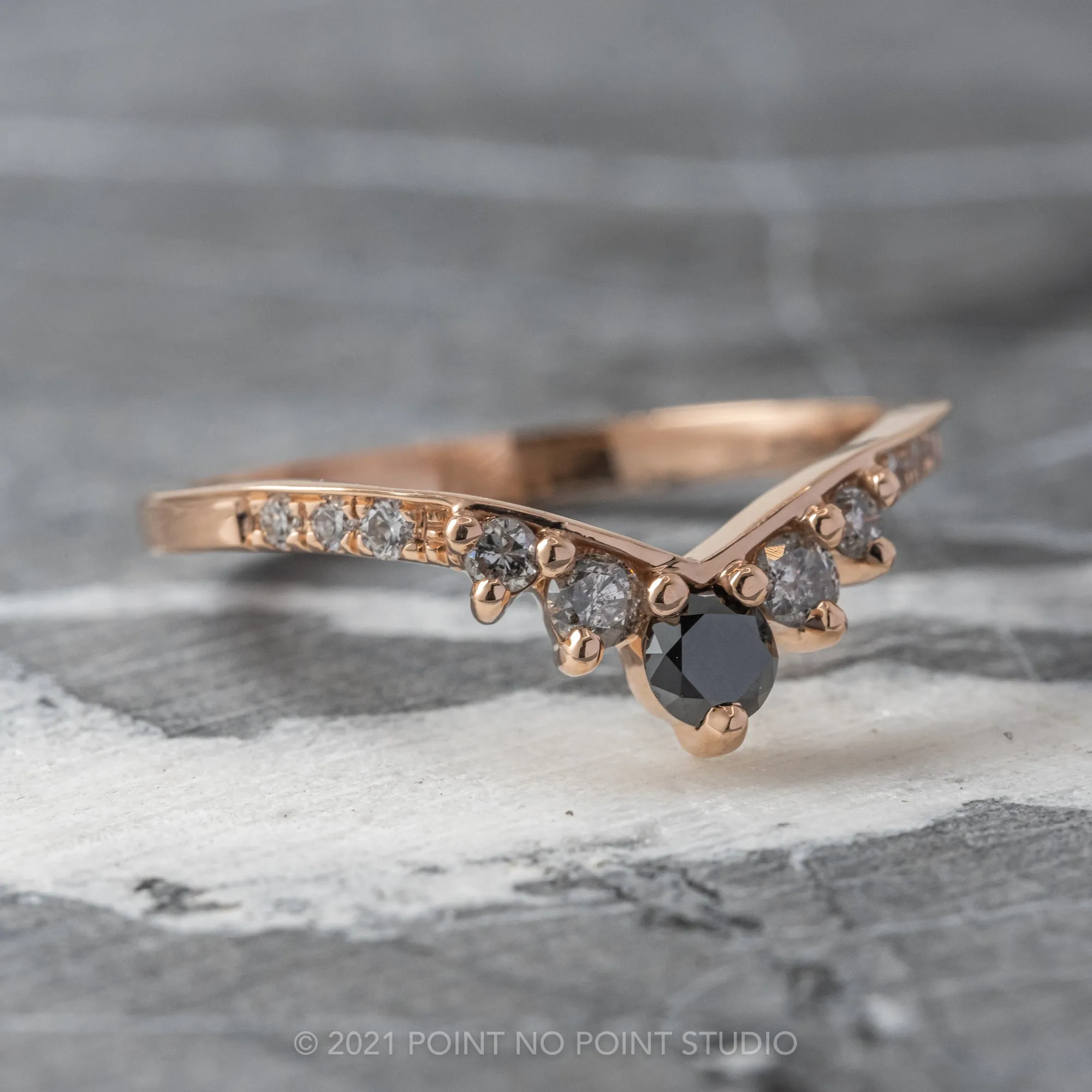 Reverse Ombre Diamond Wedding Ring, Duchess Setting, 14k Rose Gold