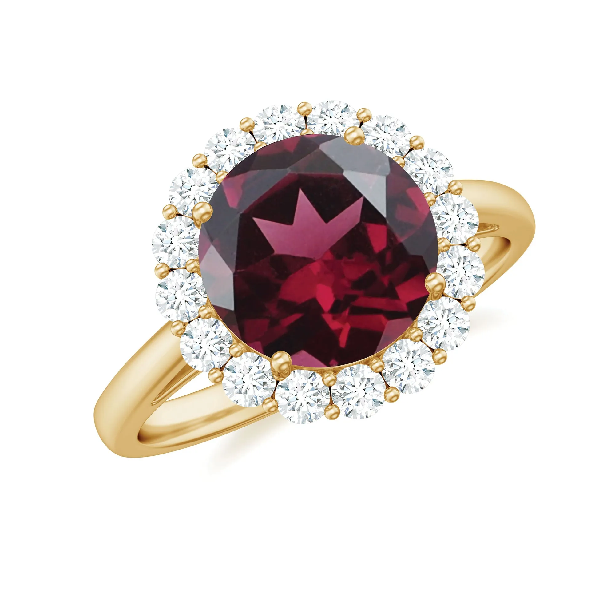 Rhodolite Engagement Ring with Diamond Halo