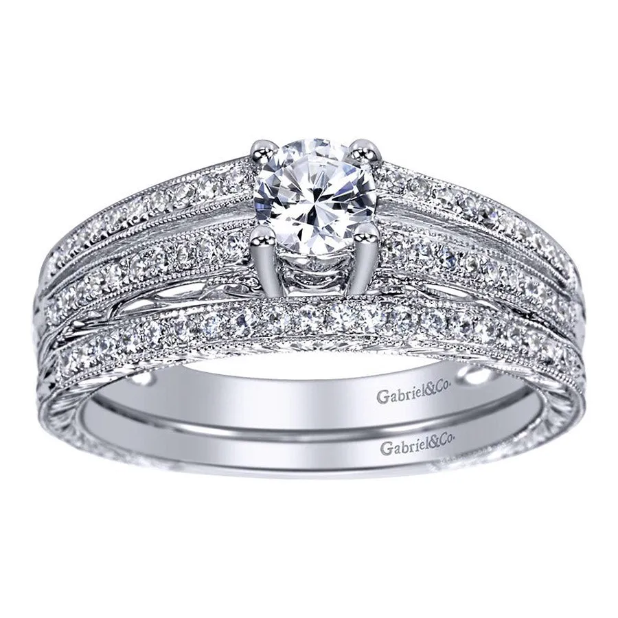 Round Brilliant Diamond Engagement Ring with Split Pave Shank