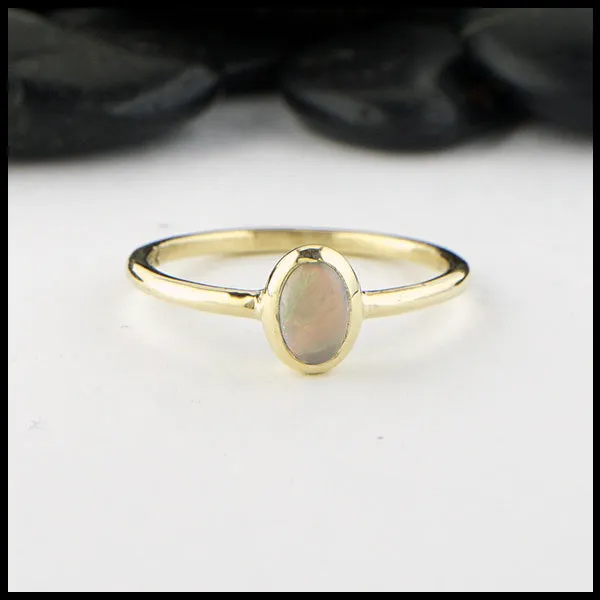 Simple Opal Ring in Yellow Gold