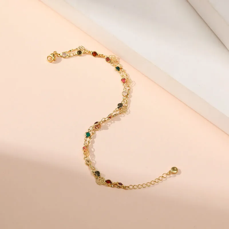 SISSLIA Hot Sale Custom Design Fashion Jewelry Encrusted With Zircon Double Zinc Alloy Bracelet