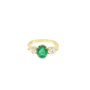 Sofia Alternative Non-Traditional Engagement Ring with Emerald and Diamonds
