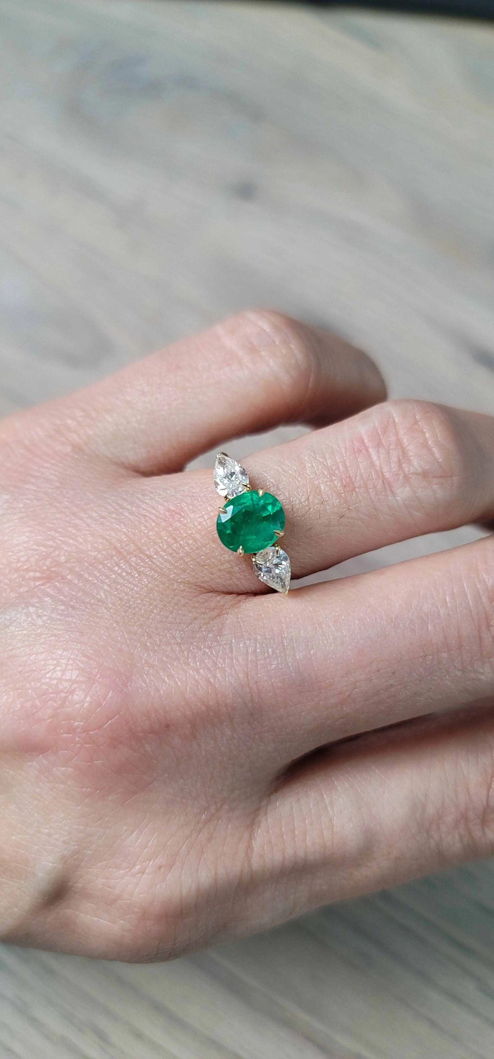 Sofia Alternative Non-Traditional Engagement Ring with Emerald and Diamonds